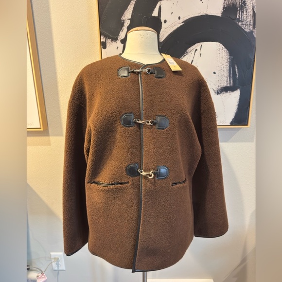 NWT Rebecca Minkhoff Shearling Toggle Jacket Relaxed Fit Coat Large - Picture 2 of 12